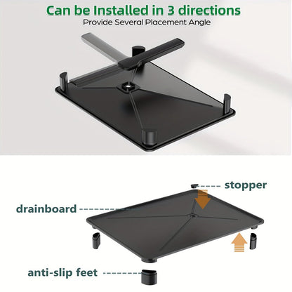 Two-Tier Dish Drying Rack Set with Metal Frame, Drainboard, Mat and Utensil and Cup Holders