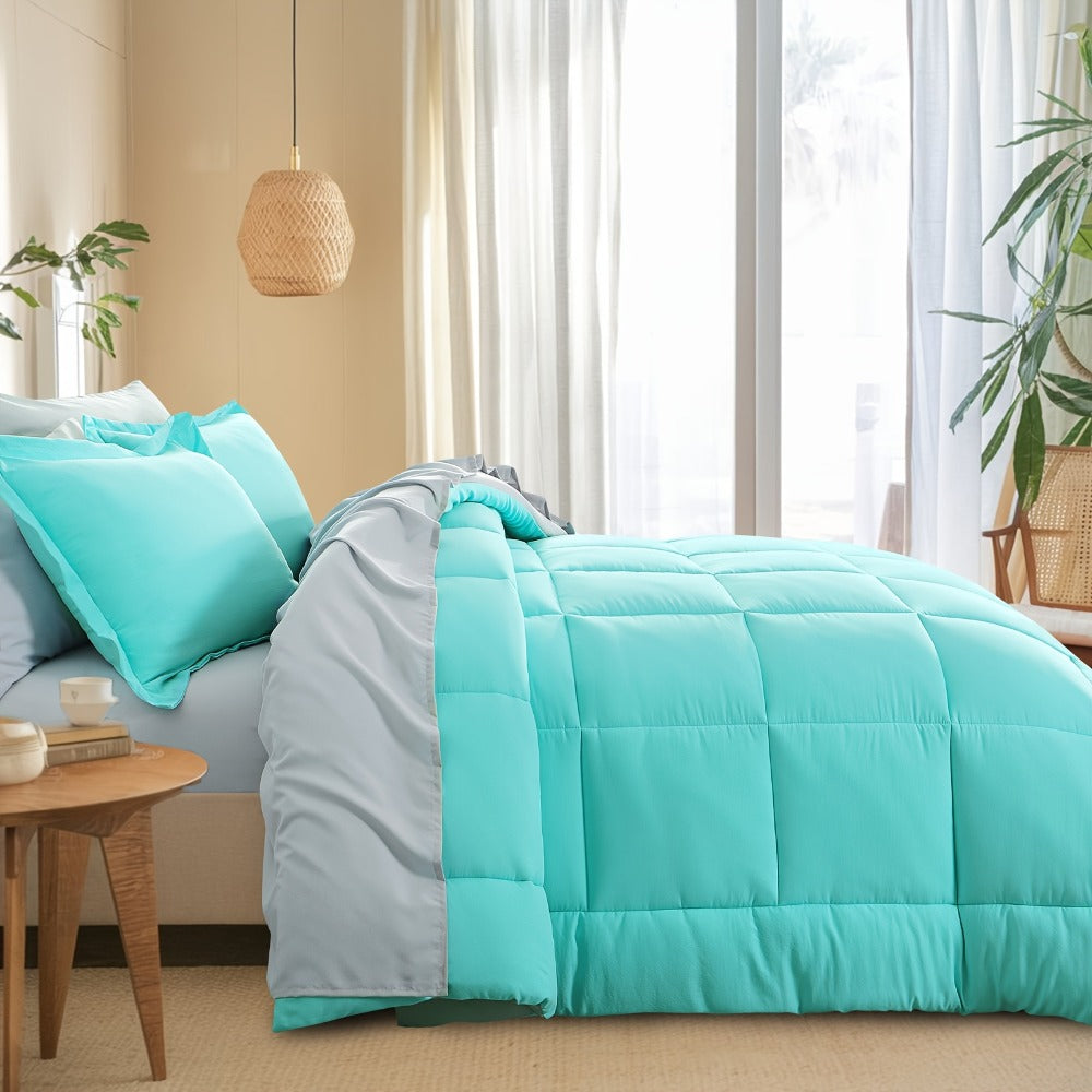 7 Piece Comforter Set Luxury Soft Fluffy Bedding All Season Bed in a Bag with Comforter Fitted Sheet Flat Sheet Pillowcases Hypoallergenic