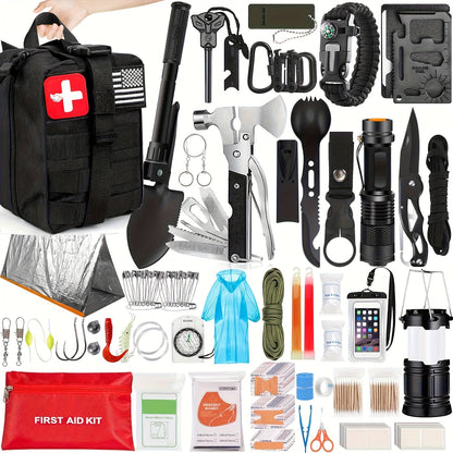 38-Piece First Aid Survival Kit – All-in-One Emergency Gear with Fire Starter & Essential Tools for Camping