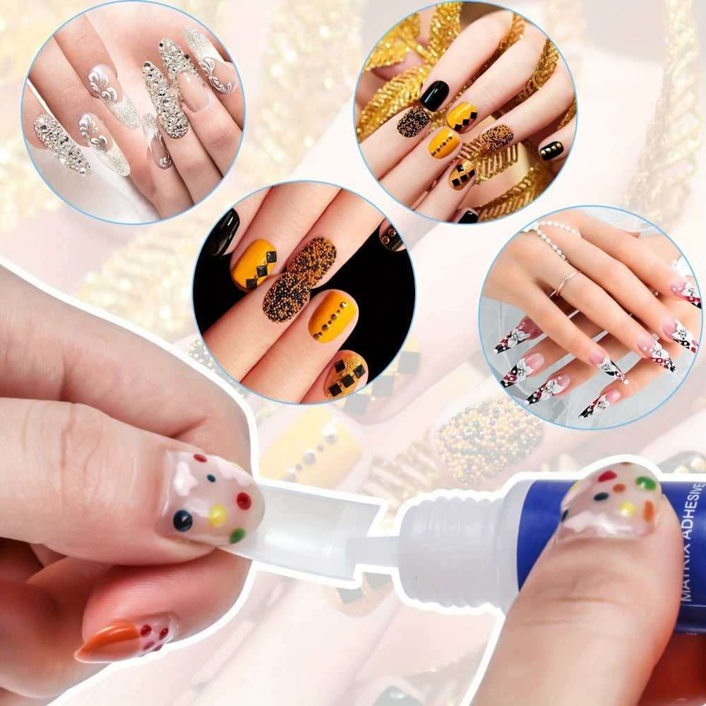 Nail Glue Set, ANTEGU 20 Pointed-Nozzle Bottles for Press-On Nails, Nail Tips, Rhinestones and Nail Repair