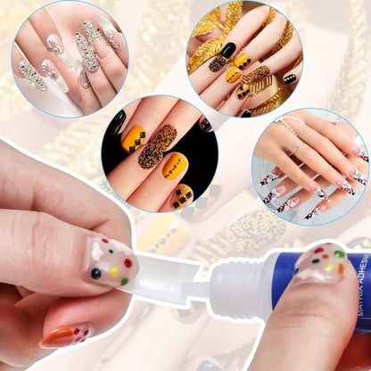 Nail Glue Set, ANTEGU 20 Pointed-Nozzle Bottles for Press-On Nails, Nail Tips, Rhinestones and Nail Repair