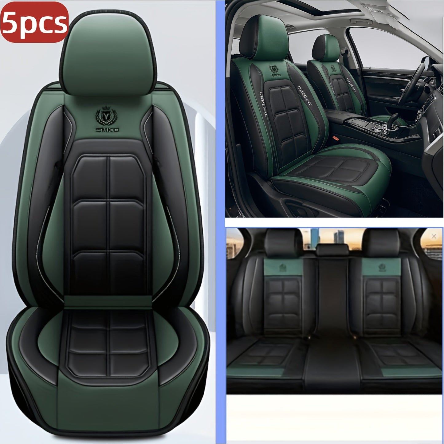 Padded Car Seat Covers in Five Colors with Single Front, Front Pair or Five-Seat Set Options