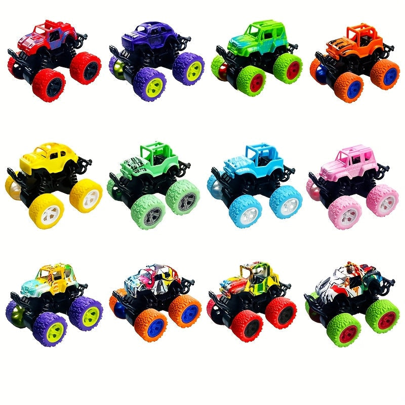 Mini Pull Back Truck Toys Bulk Pack 12pcs, Friction Powered Push & Go Stunt Car Trucks for Boys Girls Kids Teens