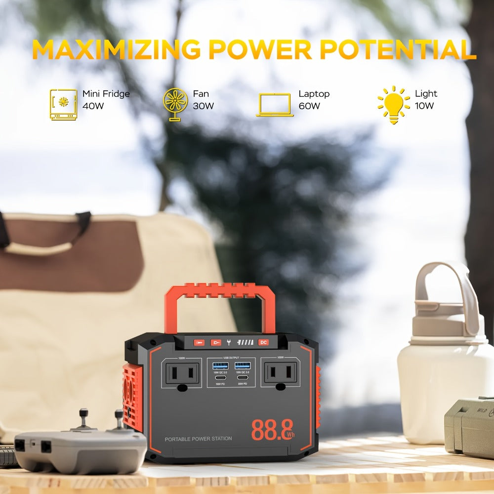 Portable Power Station 88.8Wh, 111Wh or 237Wh with AC, USB-C, USB-A, DC and Solar Panel Options