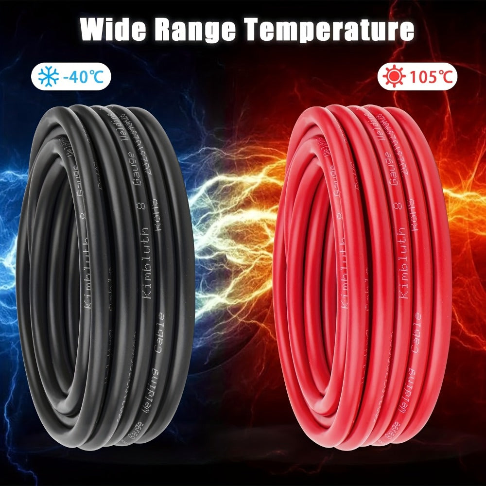 8 AWG OFC Copper Wire Cable Red & Black Set 8 Gauge Welding Cable for Automotive Battery Marine Generator Solar Wiring – 3FT or 10FT Options