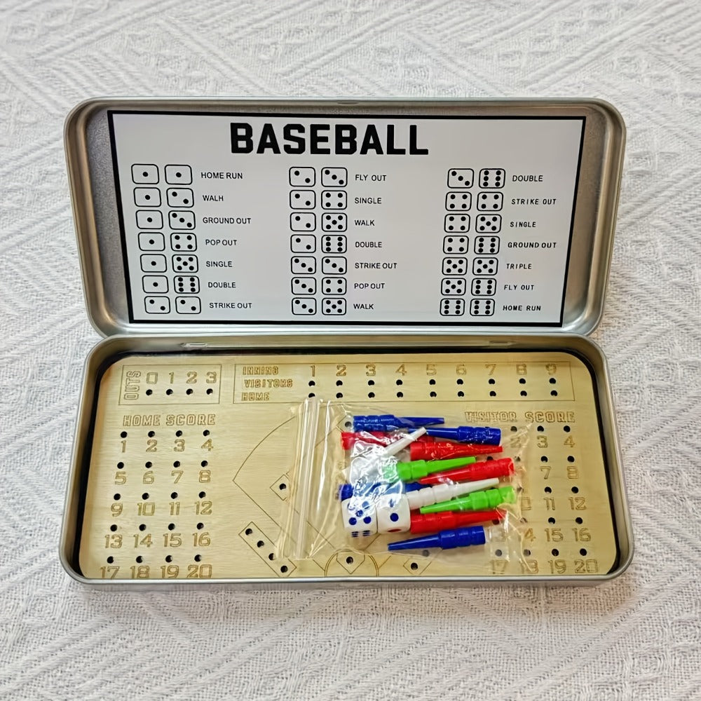 Sports Travel Board Game Set – Portable Wooden Baseball Softball Football Finger Dice Tabletop Game for Family Game Night