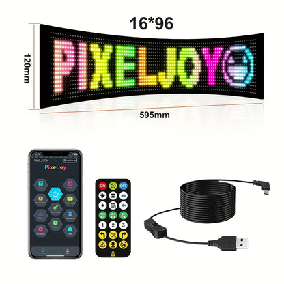 Flexible LED Matrix Screen Display DIY Text Picture & GIF, App & Remote Control, 5V USB Powered, 16x32 to 16x144