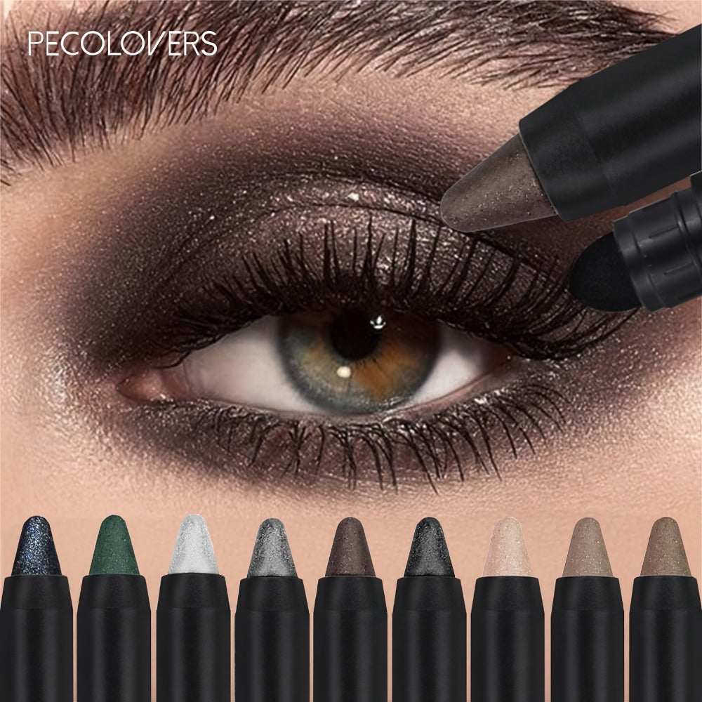 Metallic Eyeshadow Stick Set 9pcs Waterproof Long-Lasting Eye Makeup Kit – Shimmer Crayon Eye Brightener Highlighter & Eyeliner Pen