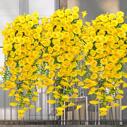 Artificial Flowers Four-Bundle Hanging Morning Glory Set with Flexible Stems in Three Style Options