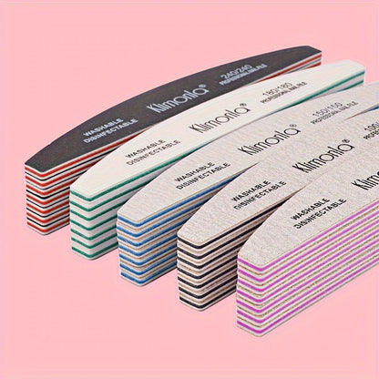 Nail File Set Professional Half Moon Rolled Sanding Strips 5 & 10 Pcs – Gray Sanding Bands for Shaping Buffing Smoothing Natural Acrylic Gel