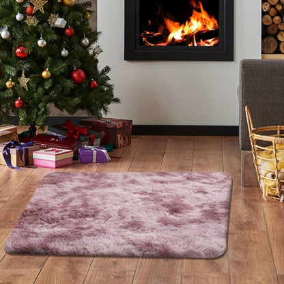 Area Rug Tie-Dye Polyester Plush Mat in Four Colors and Two Machine-Washable Sizes for Indoor Rooms