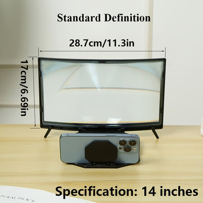 Phone Screen Magnifier 14 or 16 Inch Curved Foldable Stand – Choose HD or Standard Definition Wide Angle Eye Protection Smartphone Amplifier