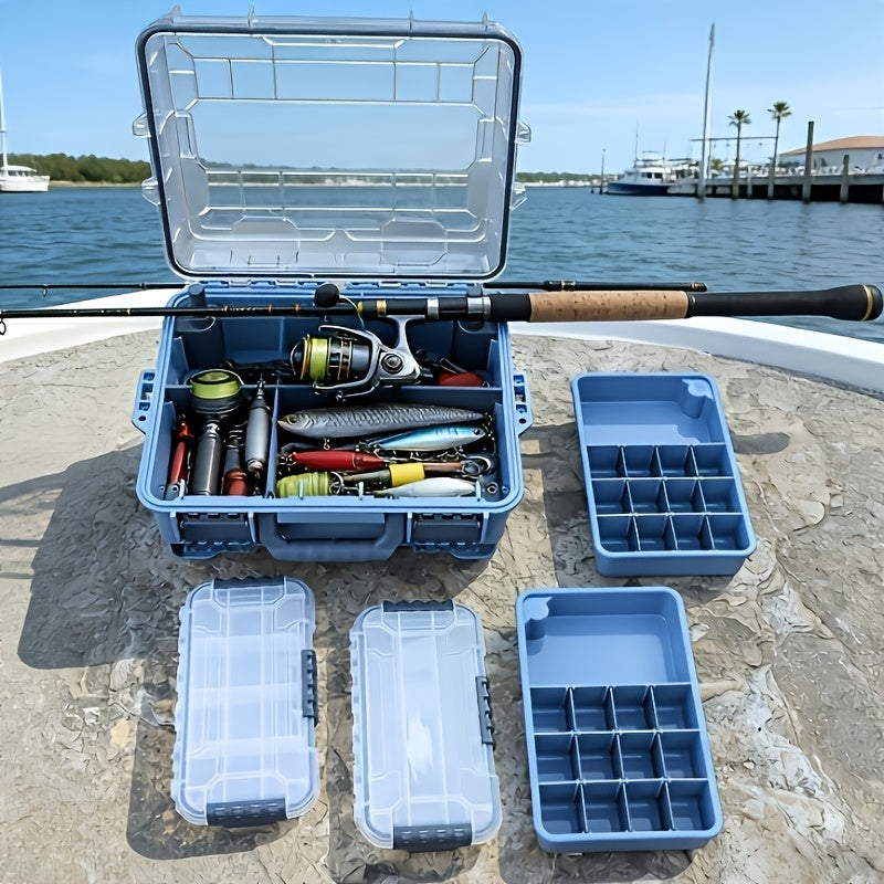 Fishing Tackle Box with Adjustable Dividers & Handle – Multi-Layer Large Capacity Portable Lure Storage Organizer for Hooks