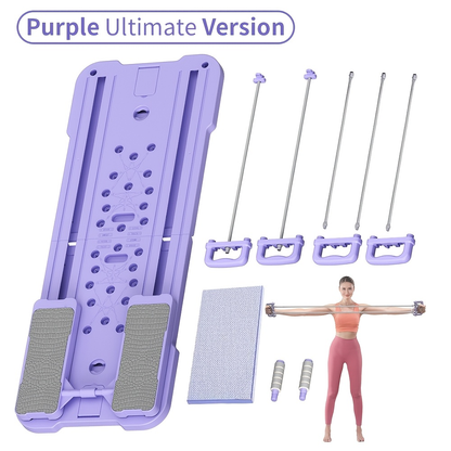 Portable Pilates Reformer Board 9-in-1 – Foldable Ab Wheel & Push-Up Workout Machine for Full Body Core Training