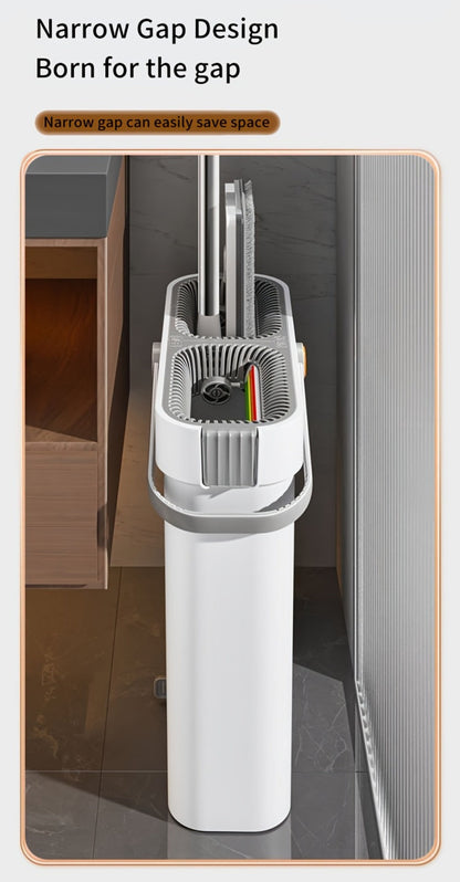 Flat Mop and Bucket Set with Metal Rod 360 Degree Swivel Head Reusable Microfiber Pads for Entryways, Bedrooms and Living Spaces