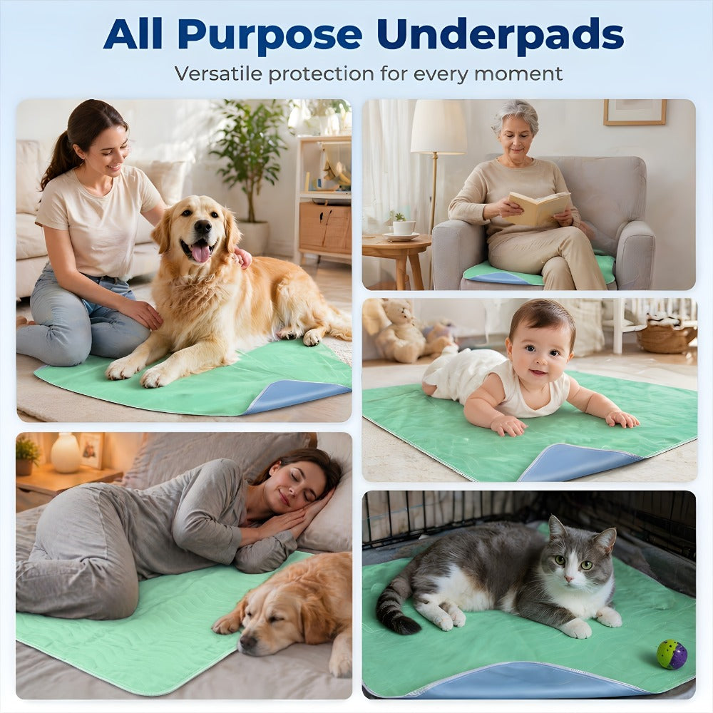 Reusable Underpads 36x36 Inch Extra Heavy Absorbency Bed Pads for Adults Kids and Elderly for Entryways, Bedrooms and Living Spaces
