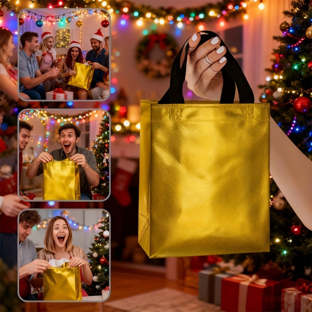 Gift Bags Bulk 100pcs Medium 10.2x12.6x3.9 Inch with Handles - 10 Colors Reusable Paper Gift Bags for Party Favors