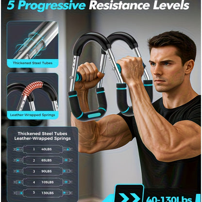 Chest Expander Spring Trainer – U-Shaped Adjustable Arm & Chest Muscle Strength Builder, 60–100 LB Resistance