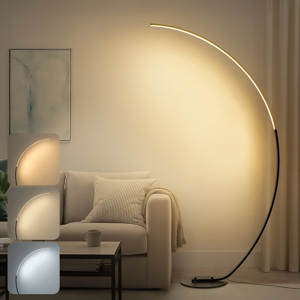 Arched Floor Lamp 65 Inch Modern LED Dimmable with Remote 3 Color Temperatures Curved Black for Entryways, Bedrooms and Living Spaces