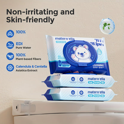 Flushable Wet Wipes with Probiotics, Plant-Based Fibers, Fragrance Free, Sewer Safe, & Thick Disposable Butt Wipes for Adults