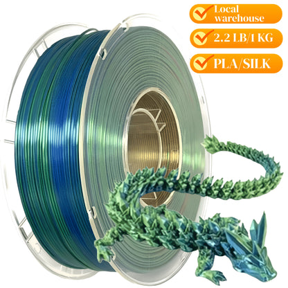 3D Printer Filament Airok Silk PLA 1.75mm 1kg Spool with Ten Glossy Solid, Dual-Color and Rainbow Options