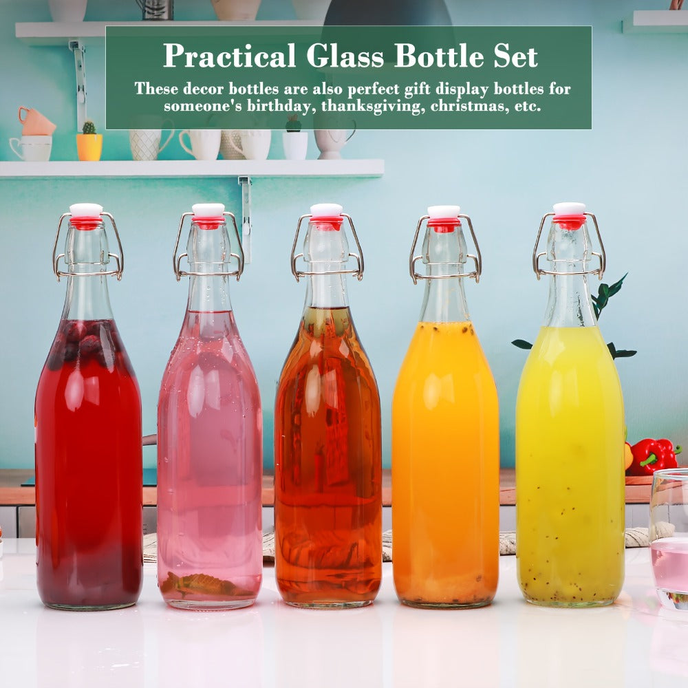 Swing Top Glass Bottles 32oz with Airtight Stopper - Flip Top Brewing Bottles for Kombucha for Entryways, Bedrooms and Living Spaces