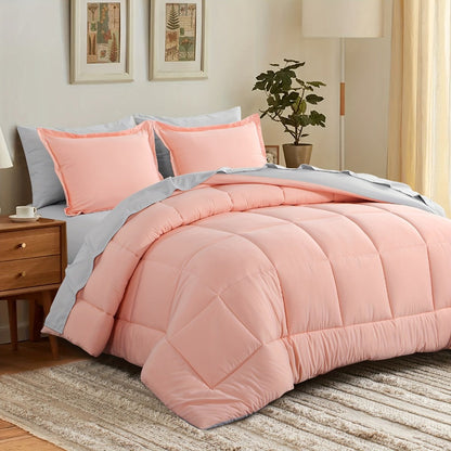 7 Piece Comforter Set Luxury Soft Fluffy Bedding All Season Bed in a Bag with Comforter Fitted Sheet Flat Sheet Pillowcases Hypoallergenic