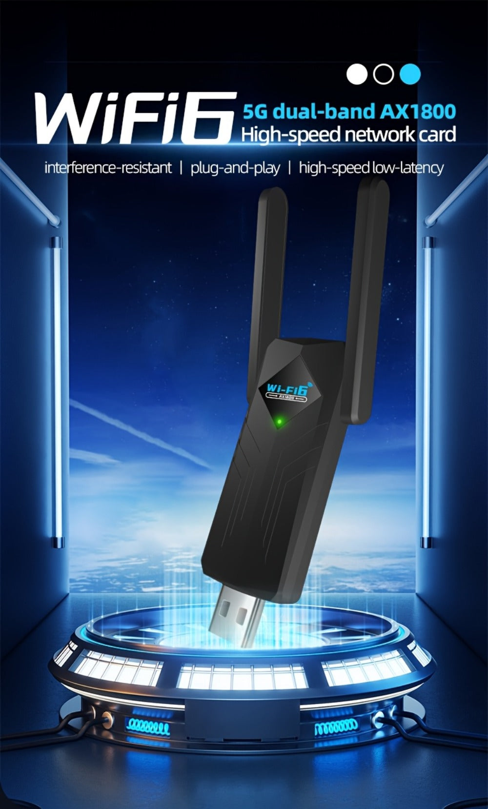 1800Mbps USB WiFi Adapter for PC Desktop Laptop with Dual 5dBi Antennas, 5GHz & 2.4GHz Dual Band Wireless Network Adapter