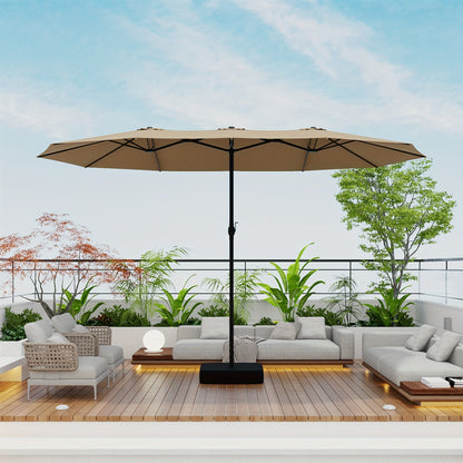 Patio Umbrella 15x9FT Double-Sided Rectangle with Optional 36 LEDs, 12-Rib Frame and Eight Color-Light Options