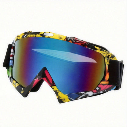 Patterned-Frame Ski Goggles with Four Red, Blue-Film, Clear and Black Lens-Finish Options for Winter Sports
