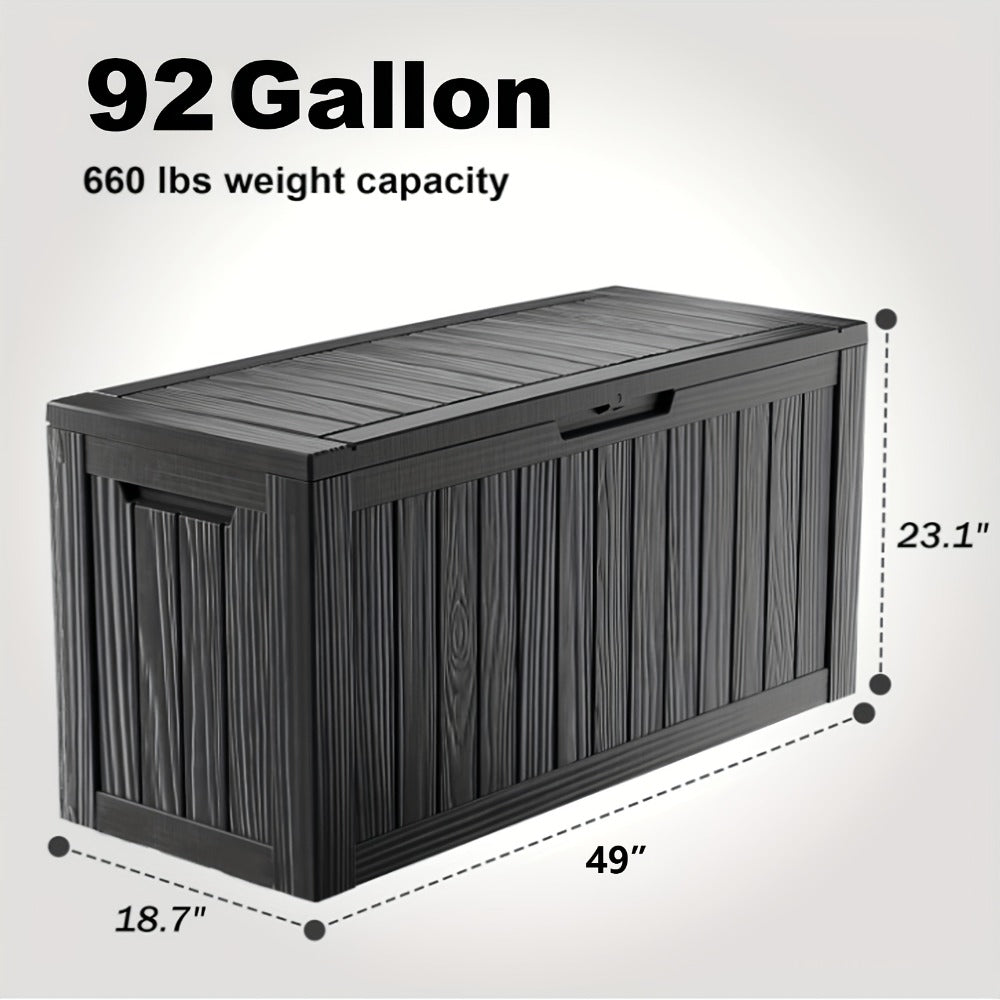 Large Resin Deck Box Lockable Outdoor Storage 80/100 Gallon, 345L UV Patio Storage Box for Garden, Patio and Yard Use