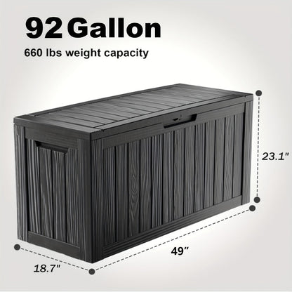 Large Resin Deck Box Lockable Outdoor Storage 80/100 Gallon, 345L UV Patio Storage Box for Garden, Patio and Yard Use