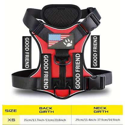 Five-Patch Dog Vest Harness in Black, Red, Rose Red, Grey or Green with XS-to-XL Sizes Pictured