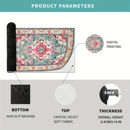 Outdoor Rug | Persian Floral Rubber Back Machine Washable Patio Garden