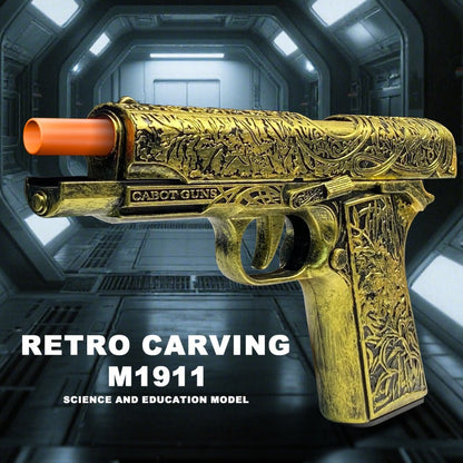 Shell-Ejecting Toy Foam-Dart Blaster with Engraved Body, Two Magazines and Four Color Options