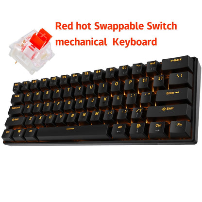 Mechanical Keyboard 61-Key Wired Hot-Swap Layout with RGB Backlighting and Red or Cyan Switch Options