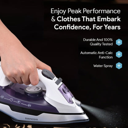 Steam Clothes Iron with Ceramic Coated Soleplate – Precision Thermostat, 3-Way Auto-Off, Self-Cleaning, Anti-Calcium & Anti-Drip