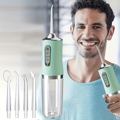 Water Flosser Cordless 270ml Oral Irrigator with Adjustable Pressure, 360-Degree Nozzle, Four Tips and USB Charging