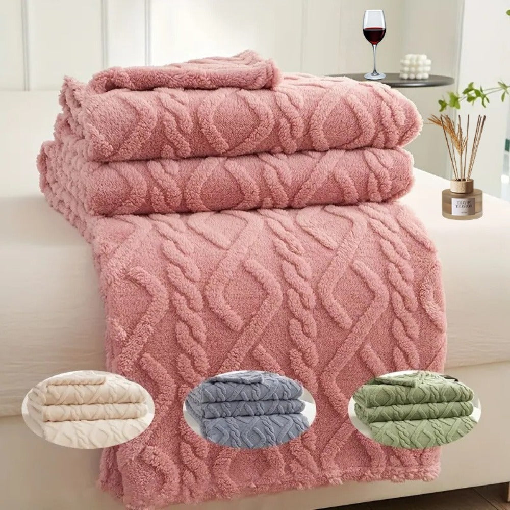 3D Plush Dense Weave Fleece Blanket, Ultra- Throw for Bed, Couch, Travel & Outdoor, Air-Conditioning Friendly