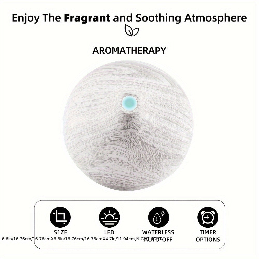Aroma Diffuser Set 2 Diffusers 6 Essential Oils 550ml Wood Grain Cool Mist Humidifier for Entryways, Bedrooms and Living Spaces