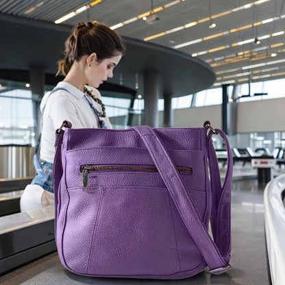 Genuine Leather Messenger Bag for Men Women Anti-Theft Zipper Multi-Pocket Shoulder Crossbody Bag Laptop Organizer Spacious Handbag Purse
