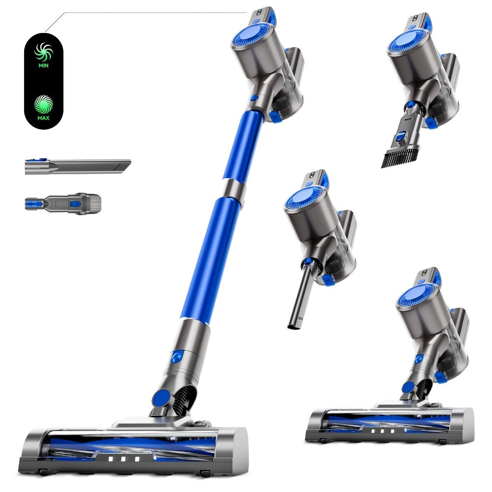 Cordless Three-Speed Stick Vacuum Cleaner with Detachable Battery, LED Floor Brush and Seven Colors
