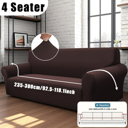 Sofa Cover Solid-Color Fitted Slipcover Options for 1, 2, 3 or 4-Seater Sofas and Separate Pillowcase