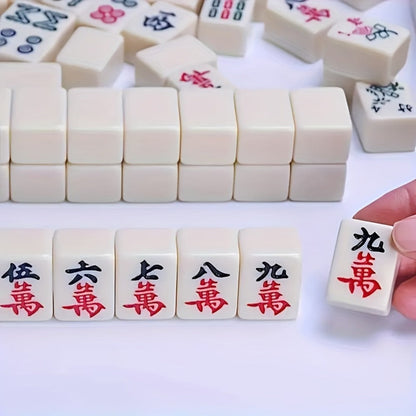 Mini Mahjong Set Portable Travel Size – Authentic Compact Mahjong Game for Family Fun, Logical Thinking & On-The-Go Entertainment