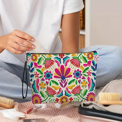 Makeup Bag Four-Piece Zipper Pouch Set in Floral or Animal Prints for Travel, Vanity and Everyday Beauty Storage