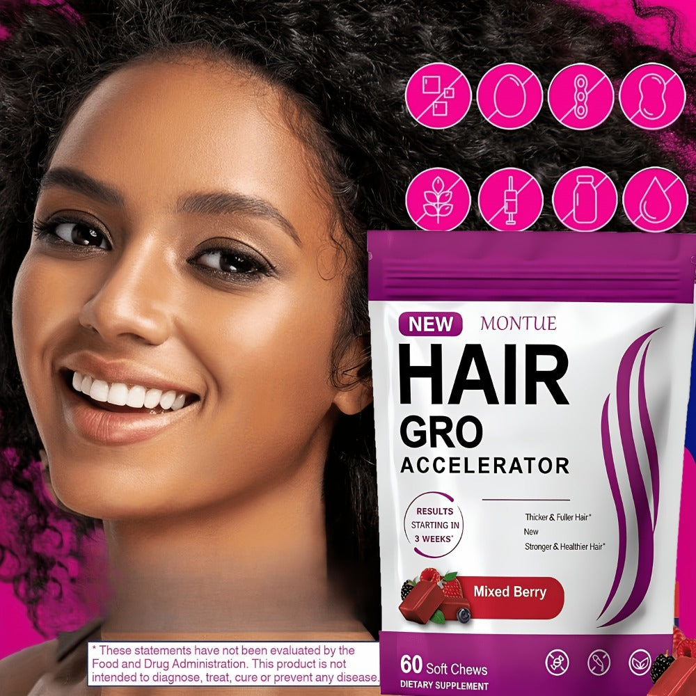 MONTUE Biotin Hair Gummies with Arginine, Vitamin C & Vitamin E, Daily Hair Nourishment Supplement for Women