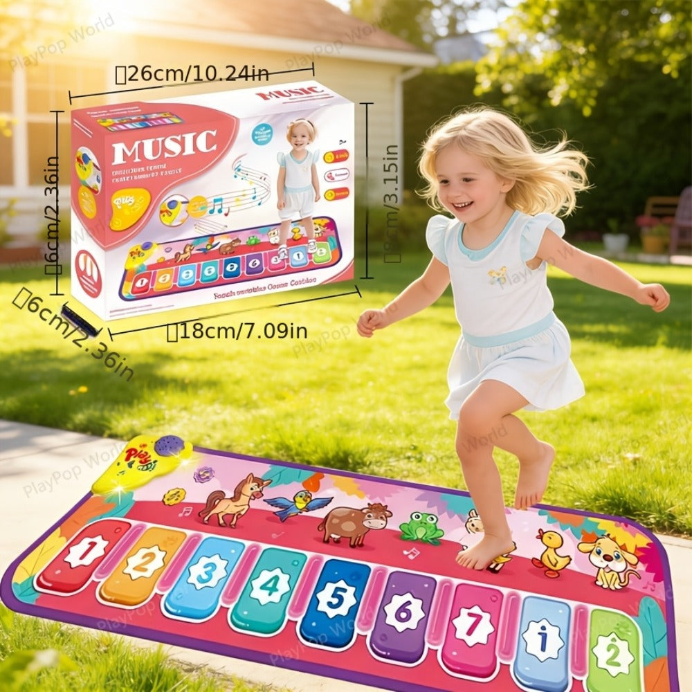 Kids Piano Mat Farm Animal, Musical Play Mat for Babies & Toddlers, Sensory Dance Keyboard Touch Blanket