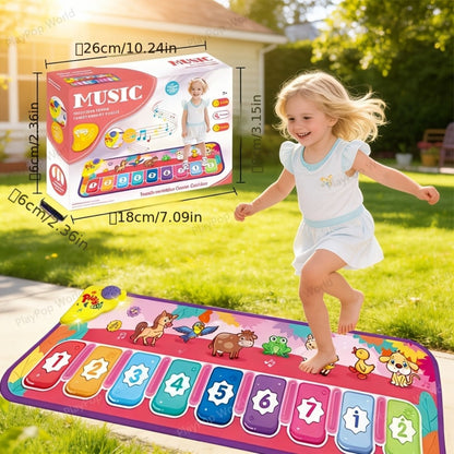 Kids Piano Mat Farm Animal, Musical Play Mat for Babies & Toddlers, Sensory Dance Keyboard Touch Blanket