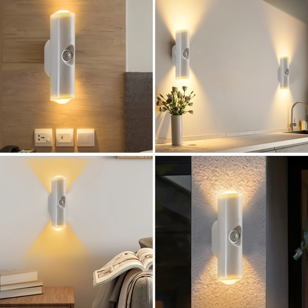 Cat Eye LED Wall Light Motion Sensor, 6 Pack USB Rechargeable Night Lamp, 3 Color Settings