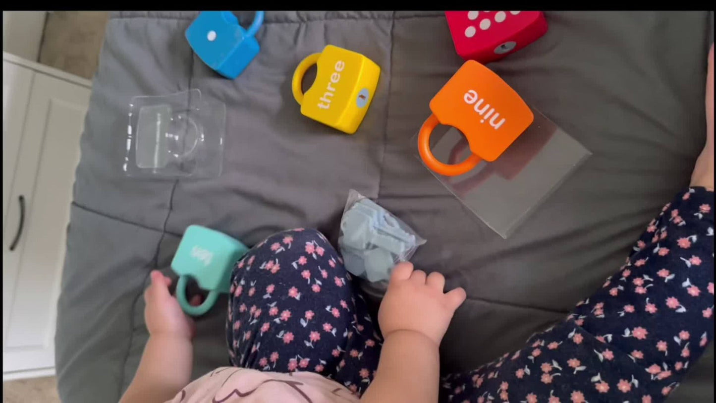 Preschool Math Lock and Key Counting Toy 10 Sets – Number Recognition Manipulative for Kids Ages 3-5, Color-Coded Kindergarten Math